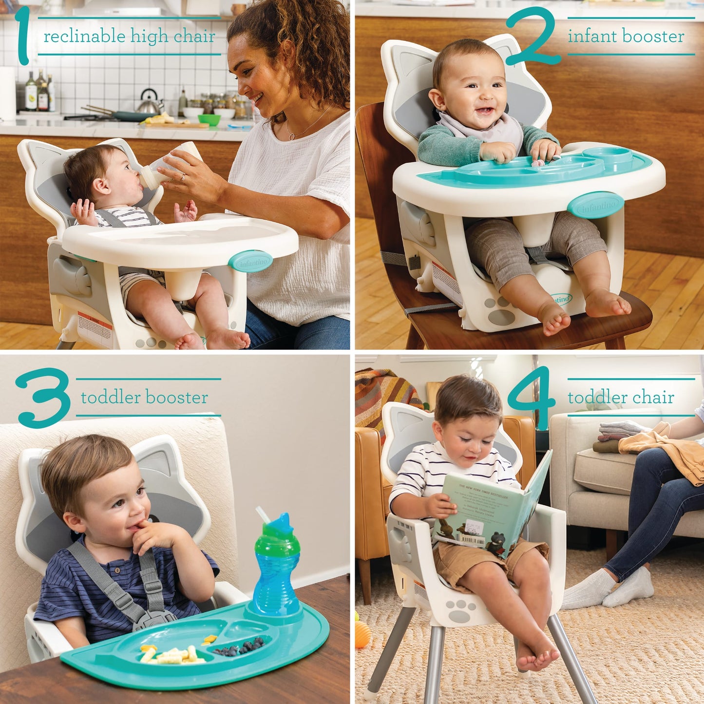 Grow-With-Me 4-in-1 Convertible High Chair, Raccoon