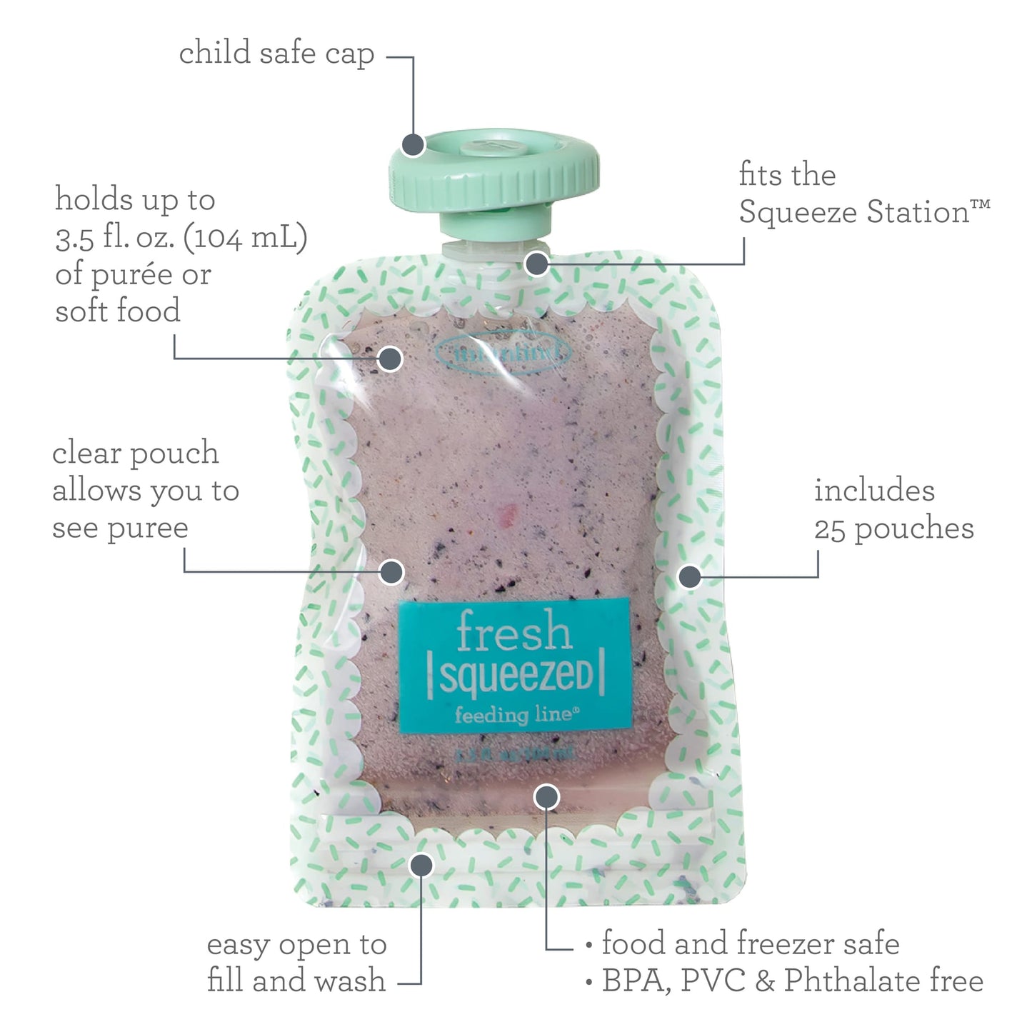 25-Pack Reusable Squeeze Pouches