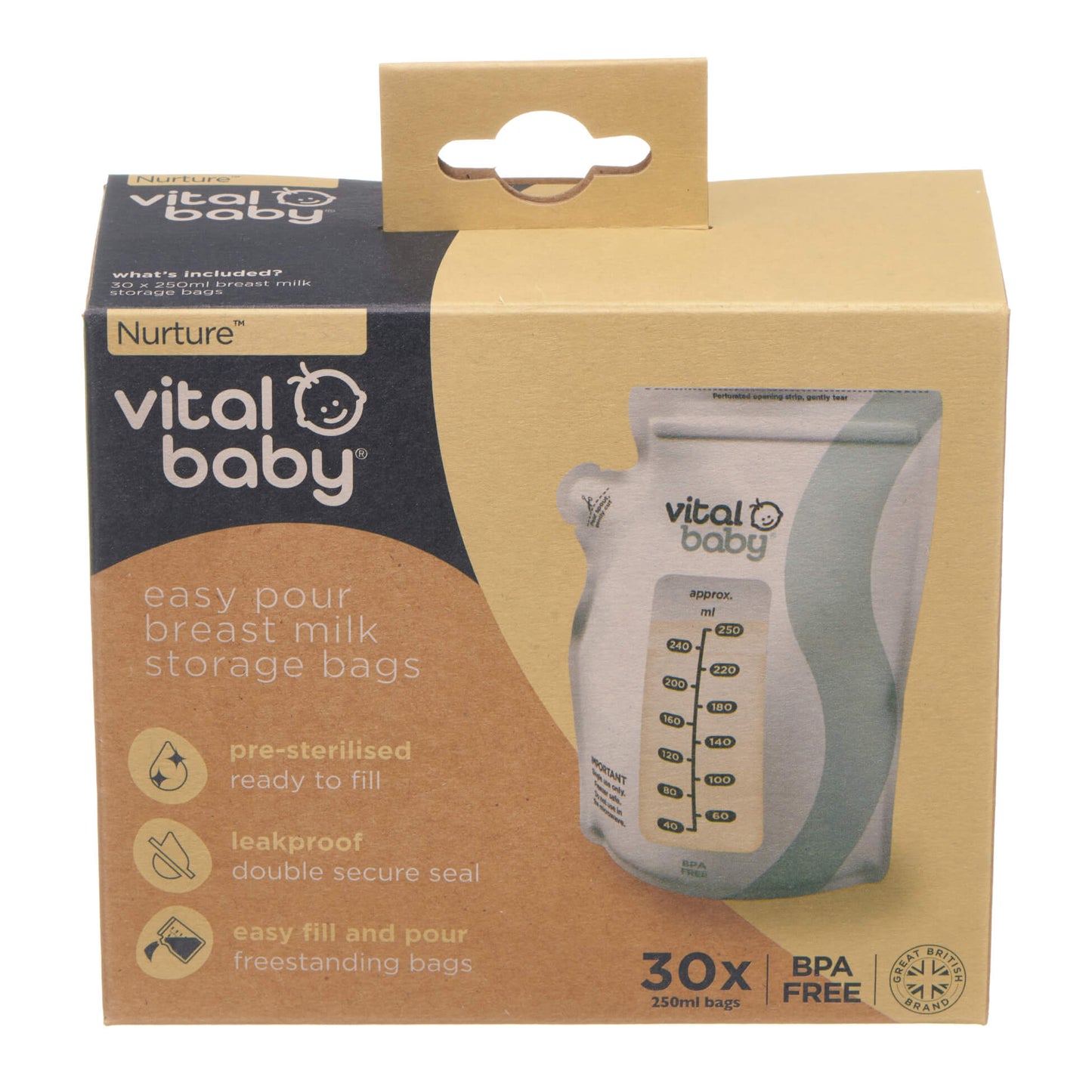 Easy pour breast milk storage bags