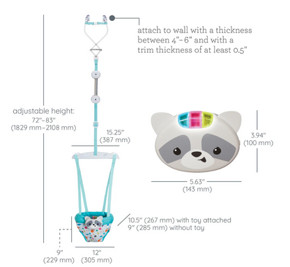 2 in 1 Music & Lights Doorway Jumper Raccoon